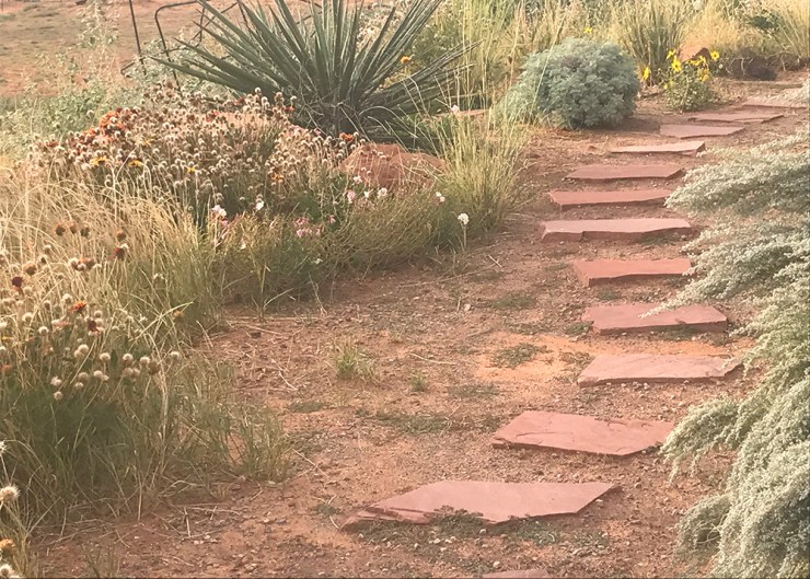 red flagstone path